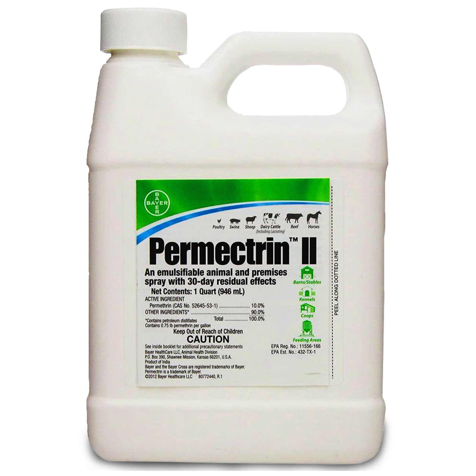 Bayer Permectrin II Spray - Permethrin Insecticide - Cattle Fly Spray - Poultry Mite and Lice Treatment - Horse Fly Spray - Permethrin Spray - Available with Premium Quality Centaurus AZ Gloves- 1qt