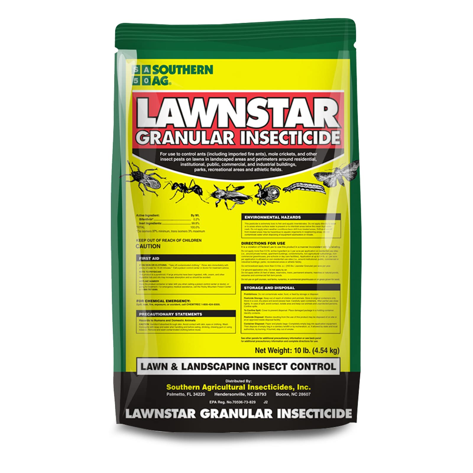 Total Home Defense Pest Control - Southern Ag Lawnstar Bifenthrin Granules Insecticide � Kill Ants, Mole Crickets and Other Insects - Pyrethrin Insecticide - Available with Centaurus AZ Gloves-10lbs