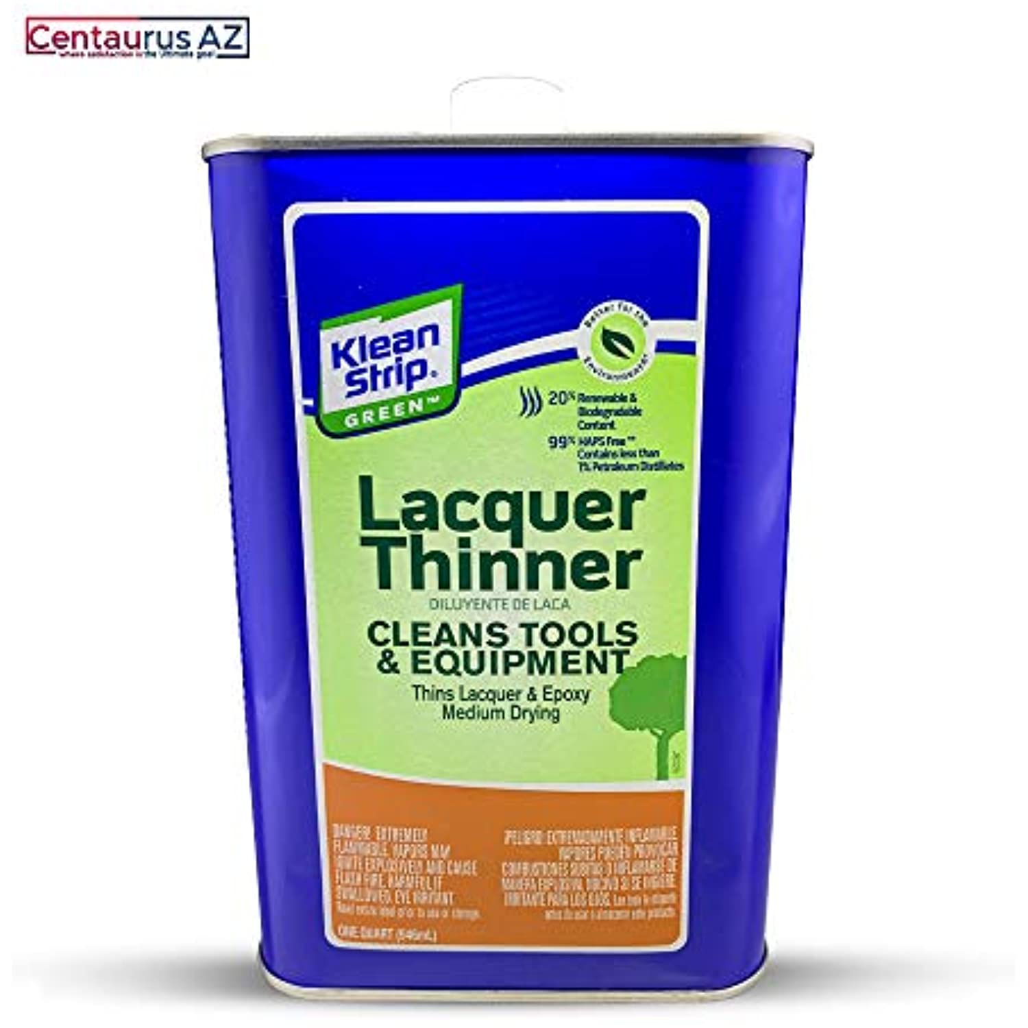 Klean Strip Green Lacquer Thinner 1 Quart with Centaurus AZ Resistant Glove for Architectural and Industrial Professional Painters Medium-Drying Great Performance High-Solvency Eco-Friendly Low VOC