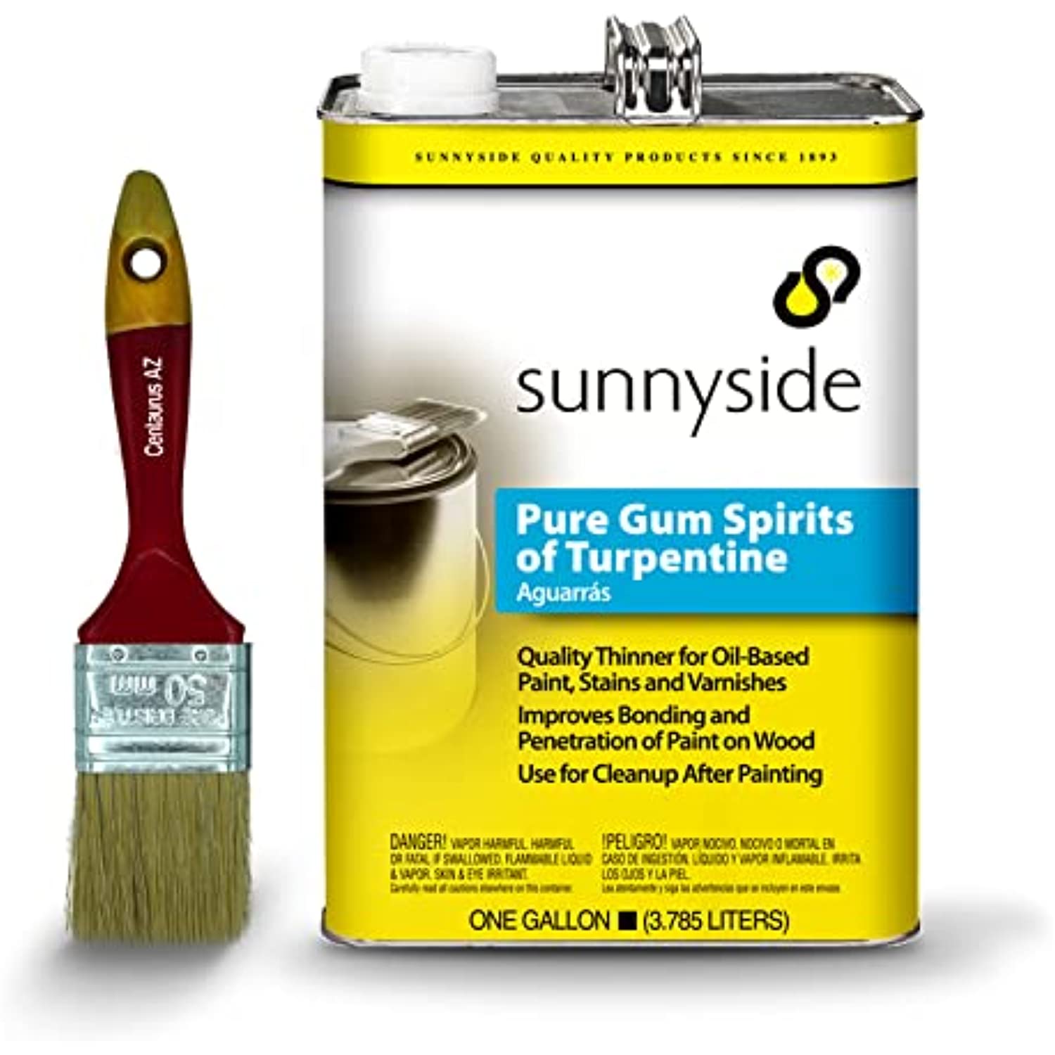 Sunnyside Pure Gum Spirits of Turpentine 1 Gallon - Powerful Solvent Enhance Penetration and Bonding Revive The Originality of Furniture Available with Premium Quality Centaurus AZ Brush