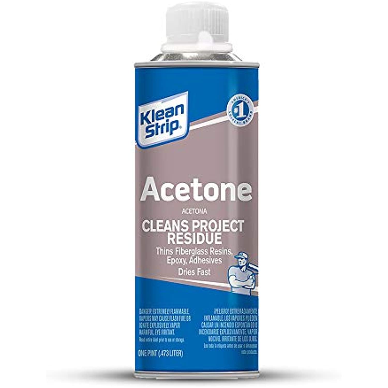 Klean-Strip 16 Ounce Acetone Strong Fast-Acting Thinning Cleaning Fiberglass Epoxy Resins Adhesives Heavy Duty Degreaser 95% Pure Low VOC with Chemical Resistant Gloves by Centaurus AZ