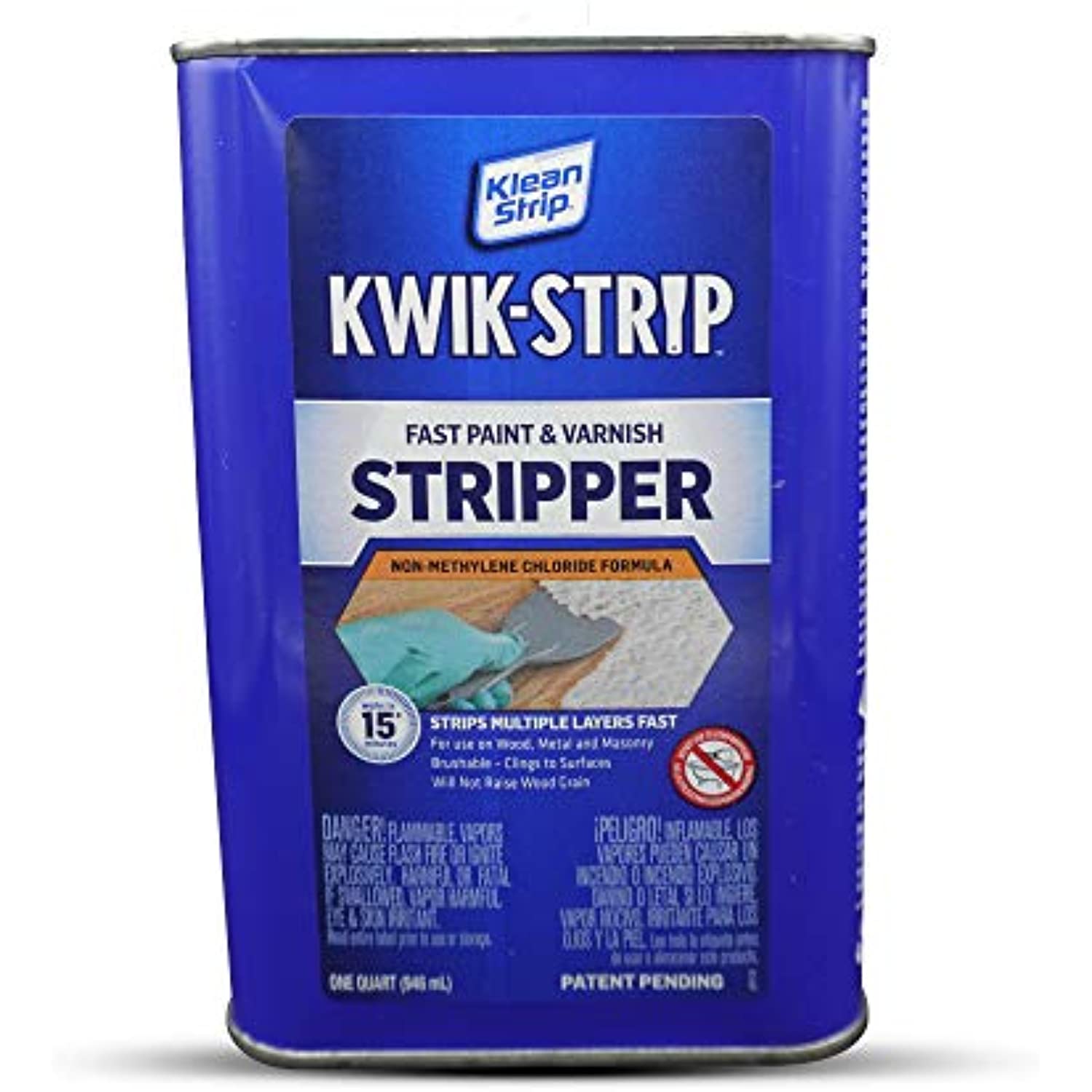 Klean Strip Kwik-Strip Paint & Varnish Stripper Non-Methylene Chloride Formula Fast-Acting Liquid Works 15-mins Strips Multiple Layers of Latex and Oil/Alkyd Plus Putty Knife by Centaurus AZ 1 Quart