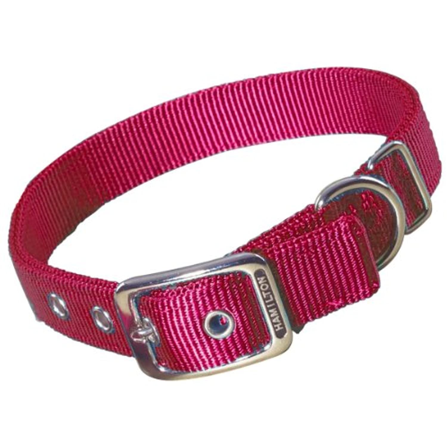 Hamilton Double Thick Nylon Deluxe Dog Collar, 1-Inch by 20-Inch, Red