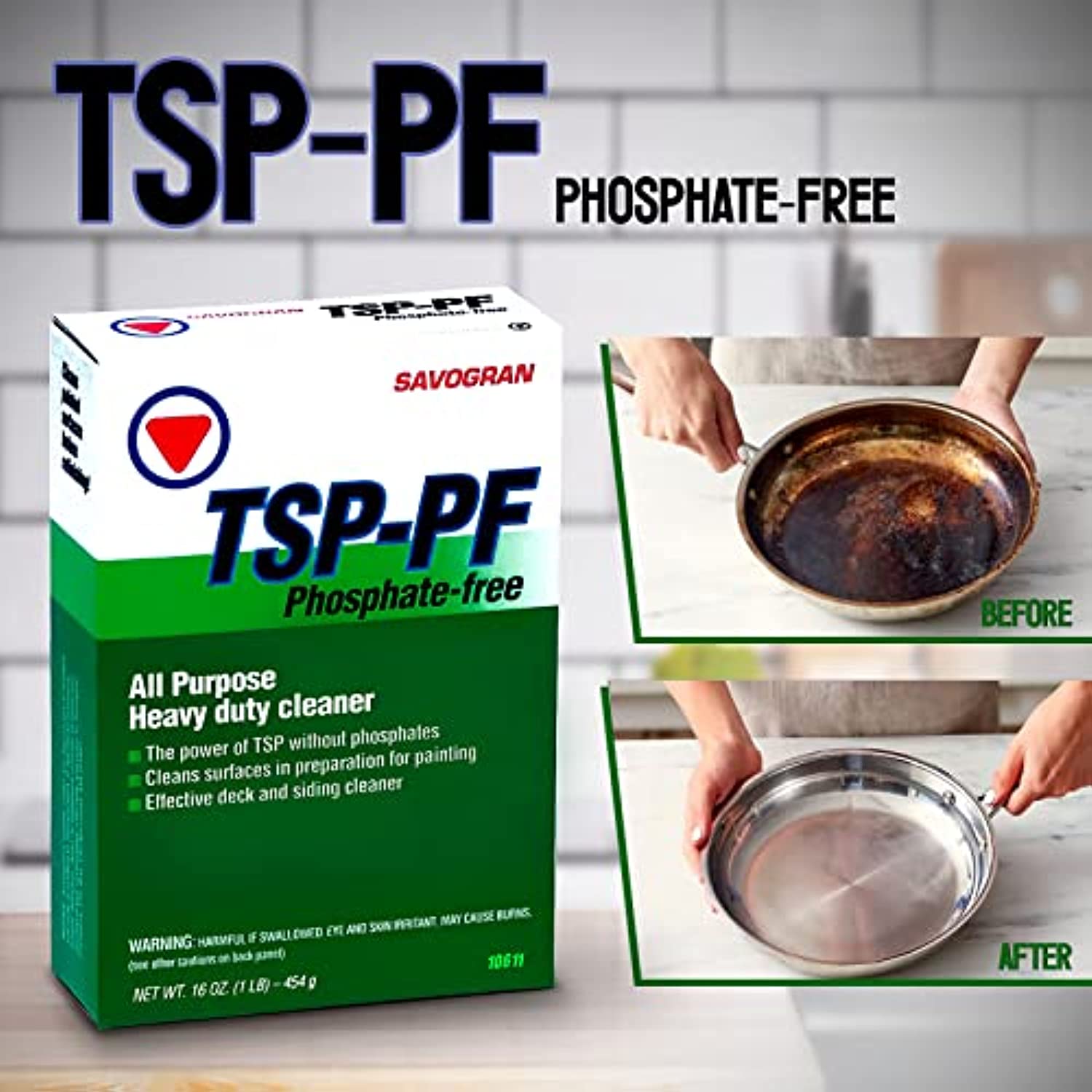 Savogran TSP-PF/ TSP Replacement, all-surface cleaner, oil greasy dirt remover, Ideal for Wood and Floor, Clean off Paint and Paint Stripper Sludge, Available with Hand Safety Premium Quality Centaurus AZ Gloves- 1LB