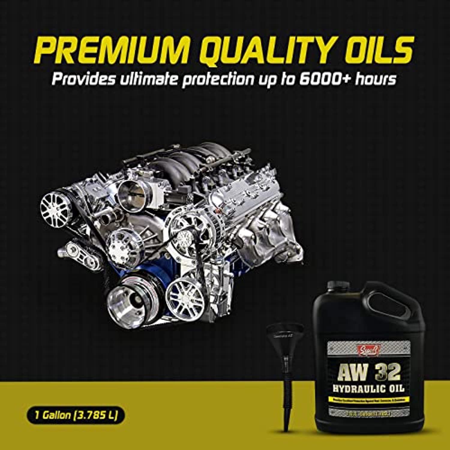 Super S Engine Protector AW32 Hydraulic Oil, Long Lasting gears & Compressor oil for log wood splitter, protect from Rust & Corrosion Available with Premium Quality Centaurus AZ Expandable Funnel – 1 Gallon