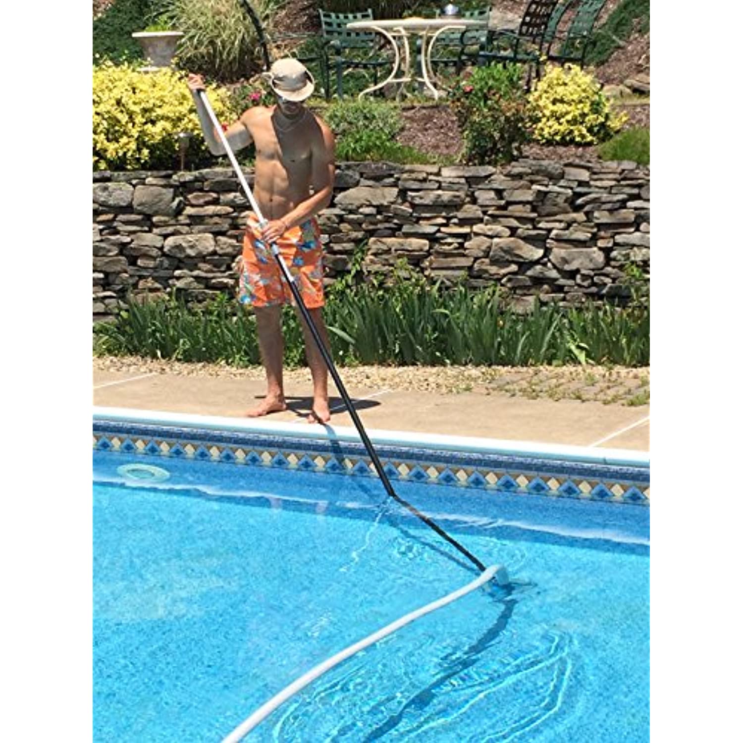 JED Pool Tools 50-560-16 Professional Deluxe Anodized Telescopic Pole, 16-Feet,Black and Silver