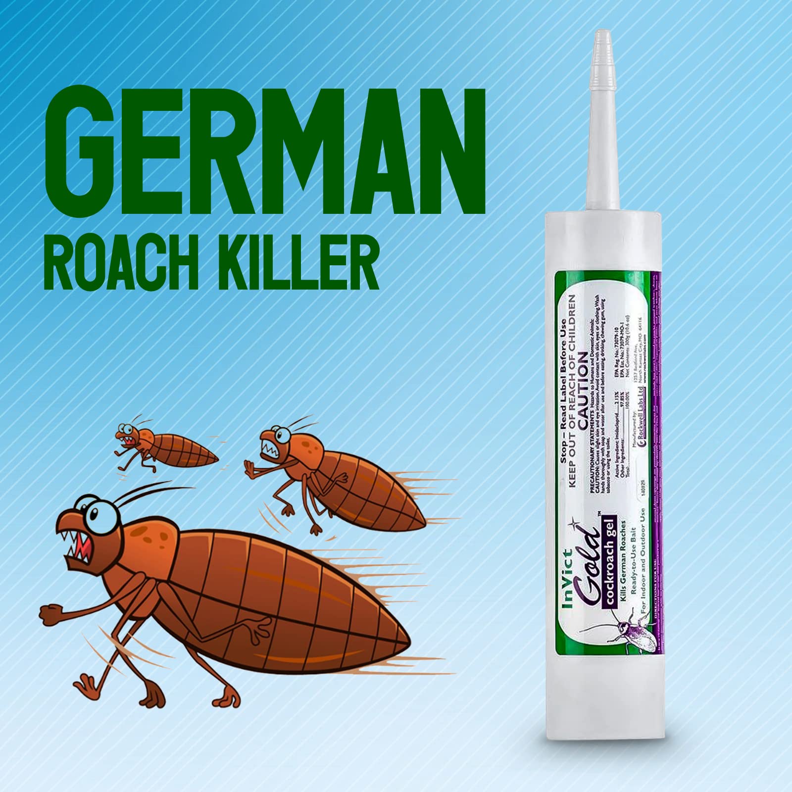 InVict Gold Roach Gel - Roach Killer Gel - German Roach Killer - invict Gold Cockroach Gel - Provide top-Class Protection Against Roaches - Available with Premium Quality Centaurus AZ Gloves- 300g