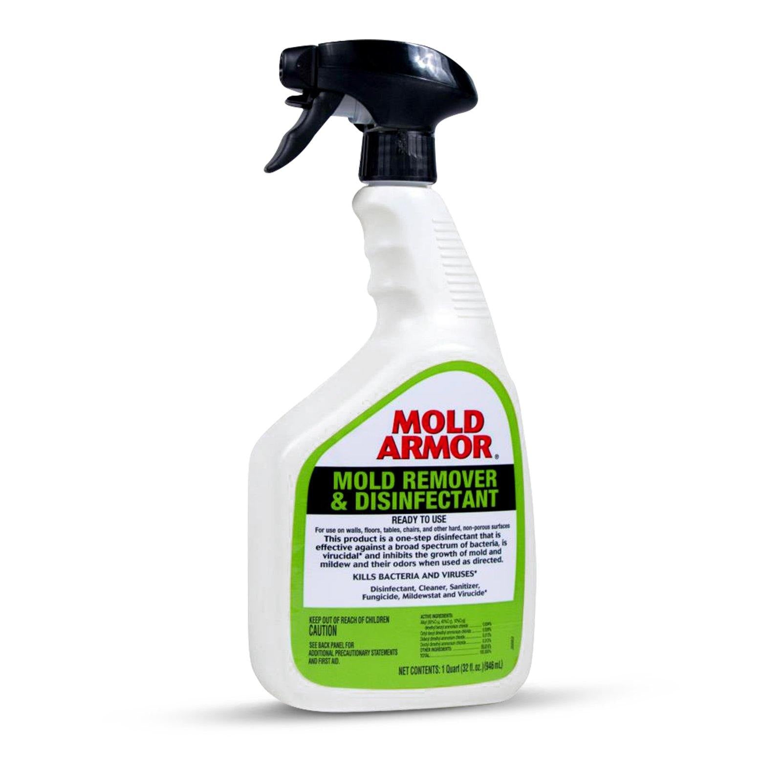 Mold Mildew Cleaner Odor Remover - Mold Armor Mold Remover & Disinfectant RTU 32oz. Trigger Sprayer, Fungicide, Mildewstat, & Virucide, with Protective Centaurus AZ Gloves - CENTAURUS AZ